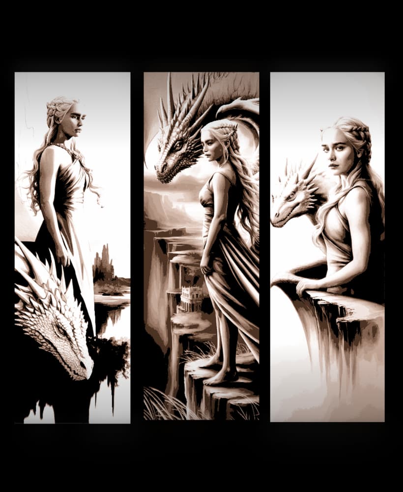 The Dragon Queen and her Minion Dragon - Set of bookmarks 3d model