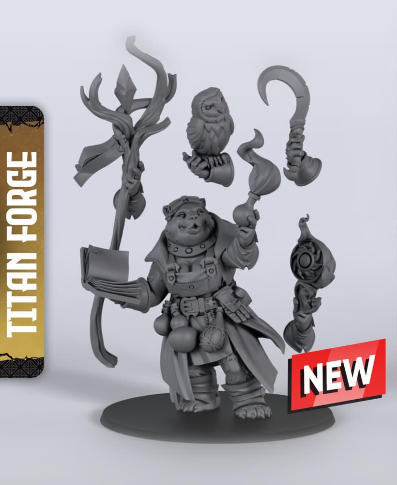 Bear Druid - With Free Dragon Warhammer - 5e DnD Inspired for RPG and Wargamers 3d model