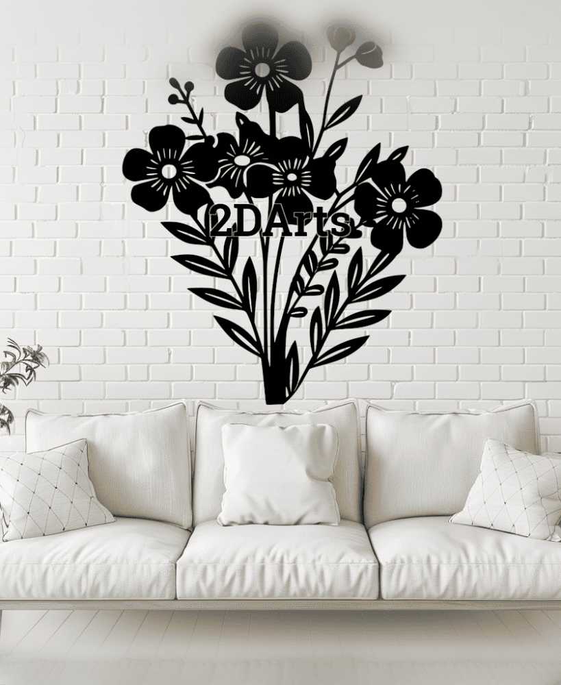 Flowers 2D Wall Art/Window Art - Digital STL & SVG File for 3D Printing or Laser Cutting 3d model