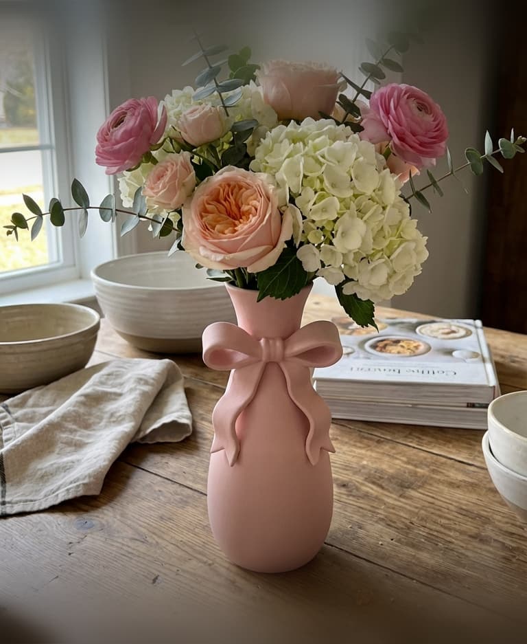Sculptural Coquette Bow Vase - Elegant Home Decor & Floral Centerpiece 3d model