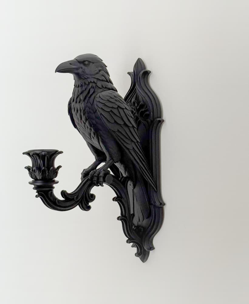 Gothic Raven Wall Candle Sconce – Dark Bird Wall Decor, Raven Candle Holder, Gothic Candle Sconce, H 3d model