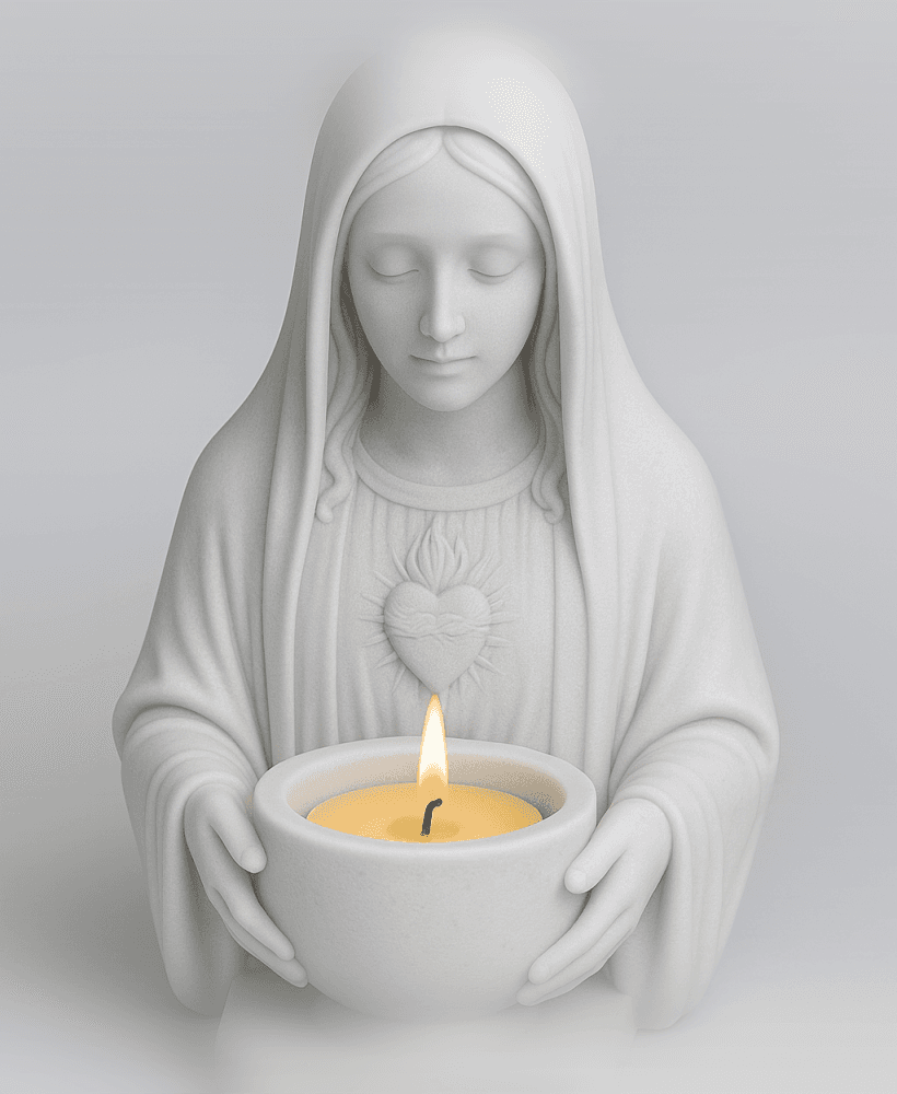 Virgin Mary Candle Holder STL | Sacred Heart Bust Statue 3d model