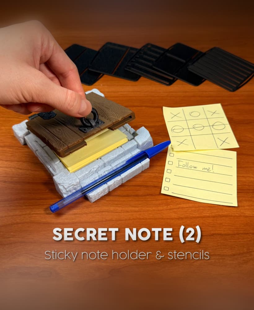 SECRET NOTE (2) | STICKY NOTES HOLDER & STENCILS 3d model