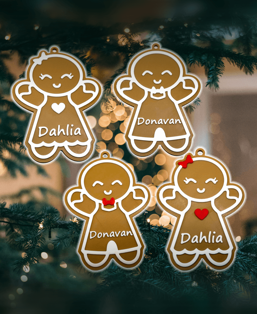 Christmas Ornament: Gingerbread Personalized Name 3d model
