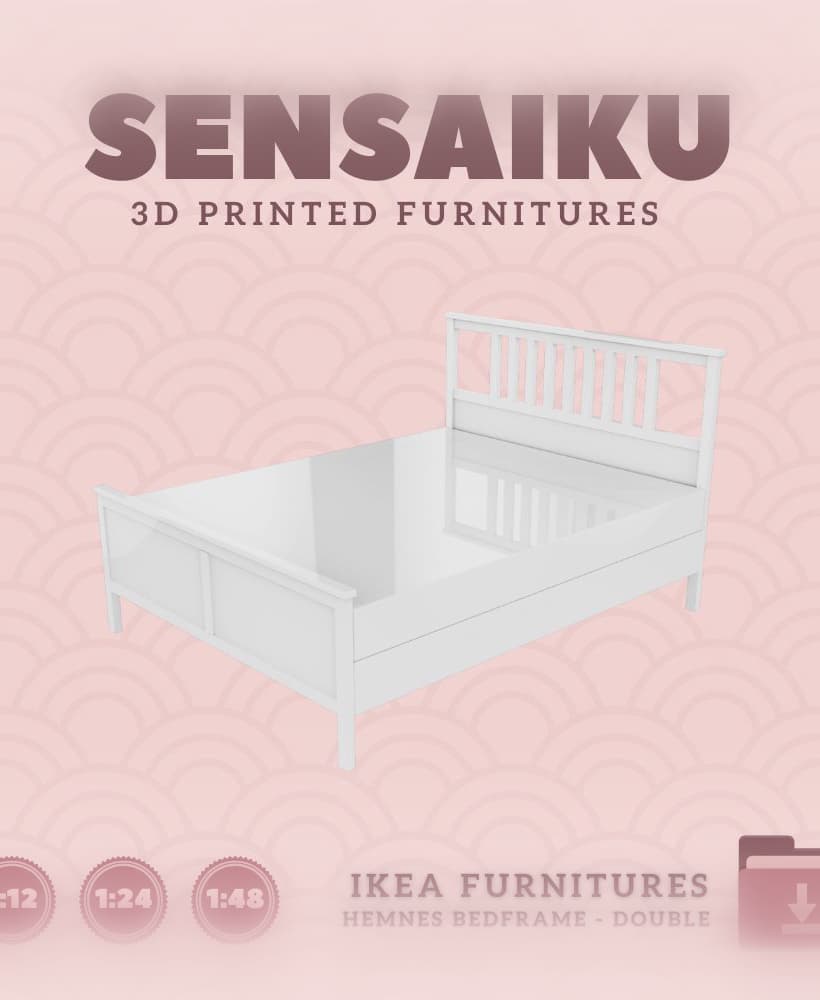 Miniature Replica HEMNES Bedframe - IKEA (1:12,24,48) 3d model