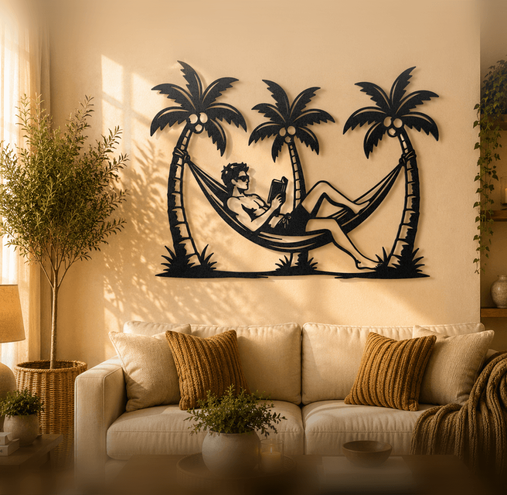 Tropical Hammock Reading Wall Art.stl 3d model