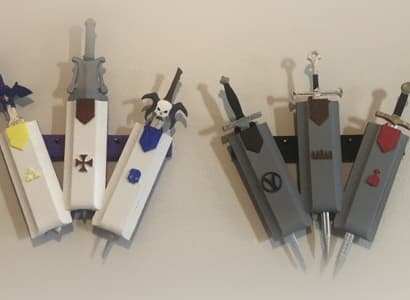 Desktop Swords Wall Mount 3d model