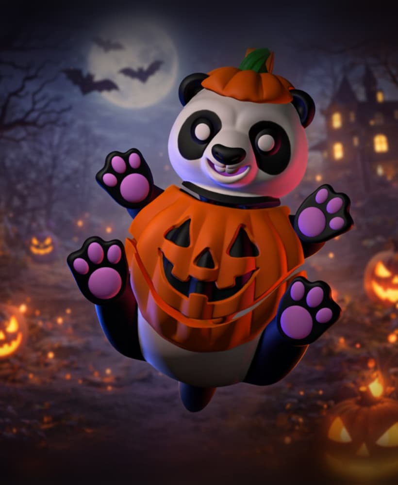 "Patch" the Panda – Wiggle Budz – (Halloween Edition) 3d model