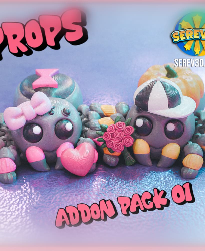 Serev3D Props Addon Pack - Love Edition (Ghosts, Spiders & Minis, STL/3MF, No Supports) 3d model
