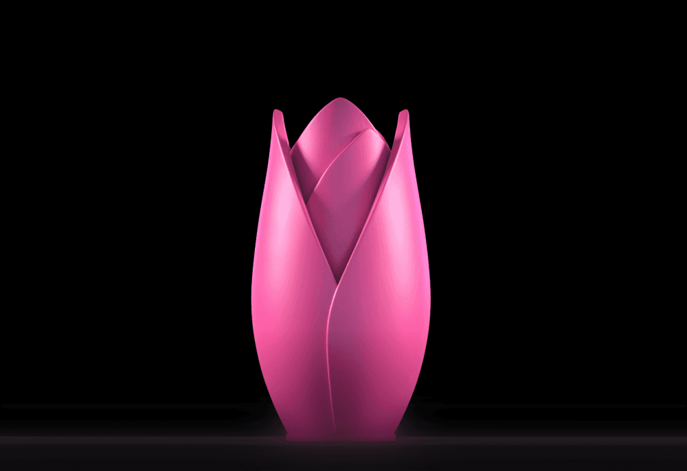 Blooming Tulip Vase - Elegant Floral Home Decor 3d model