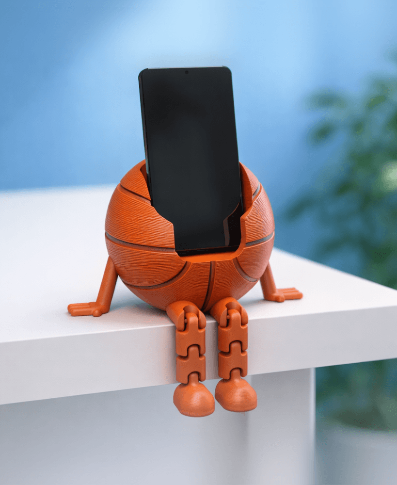 Basketball Phone Holder | Flexi Funny Desk Stand | Articulated Sports | Sitting Flexible Legs 3d model