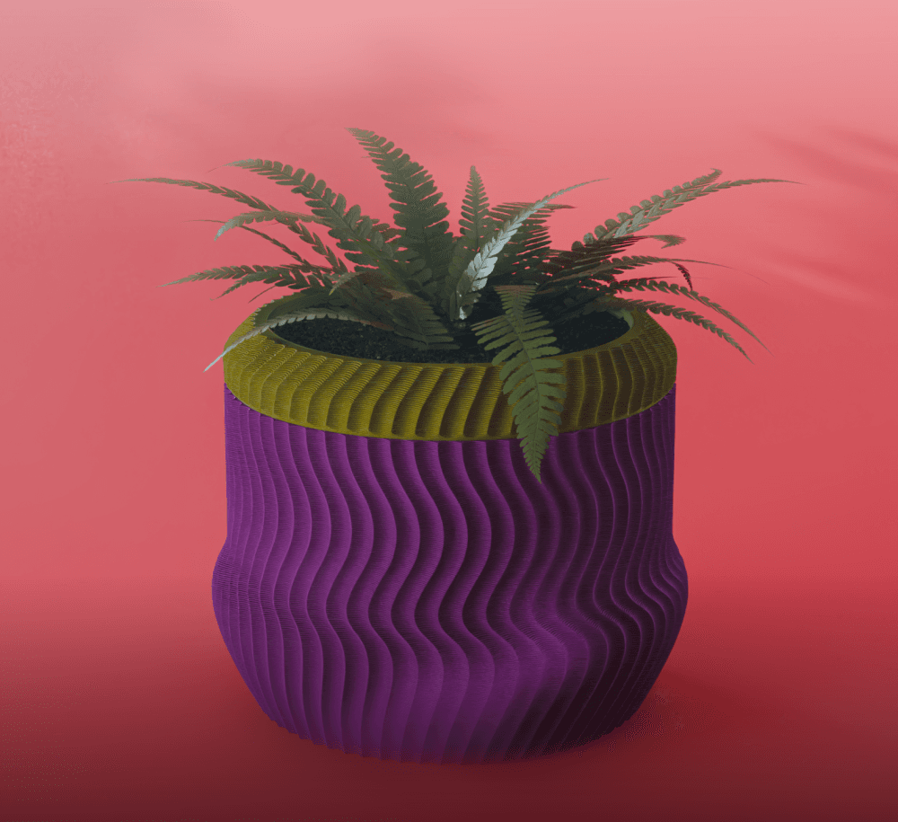 Yuki Planter Pot, Scalloped Reverse Sine | Small, Medium, Large | Self Watering and Drip Tray 3d model