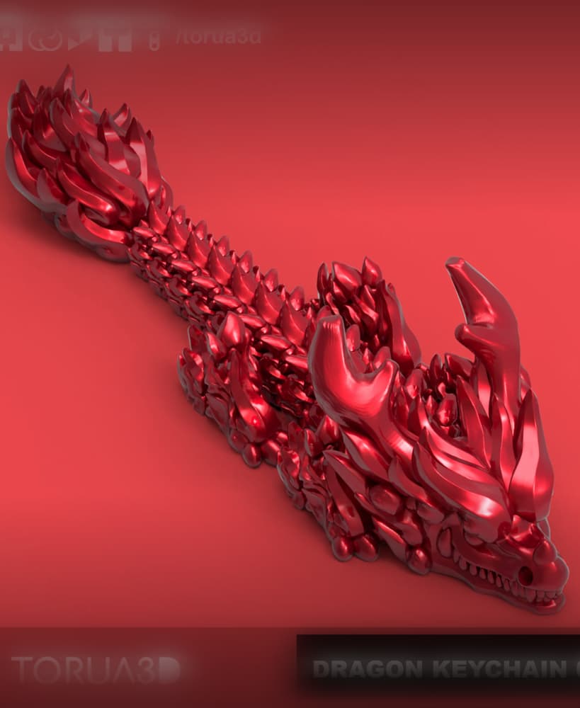 Articulated Dragon Keychain 007 - Print in place - No supports - 3mf - STL 3d model