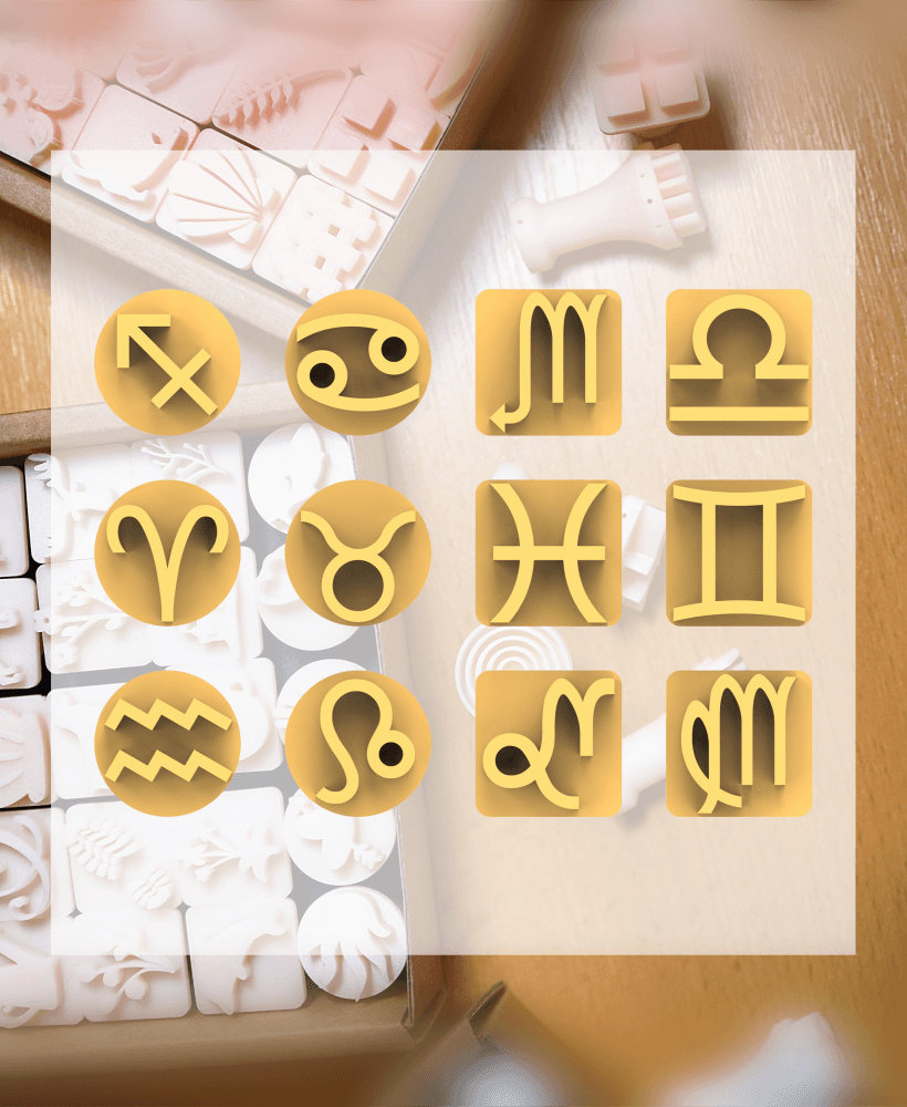 Ceramic Clay Stamp Set – Zodiac (12 Mini Stamps, 20 mm) 3d model