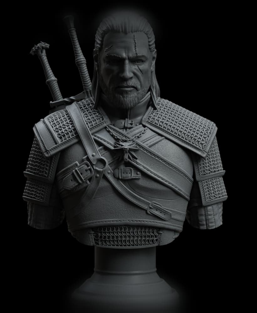 Geralt Of Rivia Bust - The Witcher (Pre-Supported) 3d model