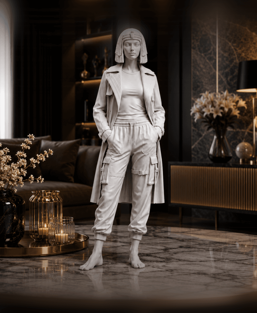 Urban Cleopatra Statue STL – Modern Egyptian Queen Fashion Figure | Unique 3D Print Sculpture 3d model