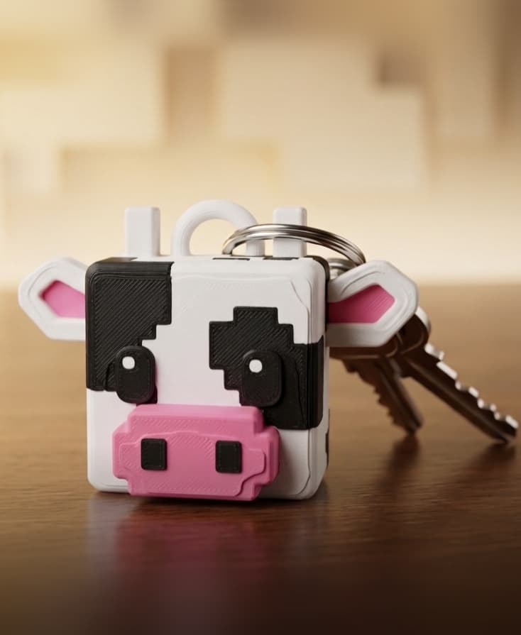 Pixel Cow KeyChain 3d model