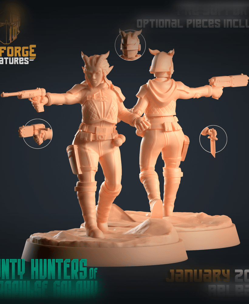 Female Tiefling Bounty Hunter 3d model