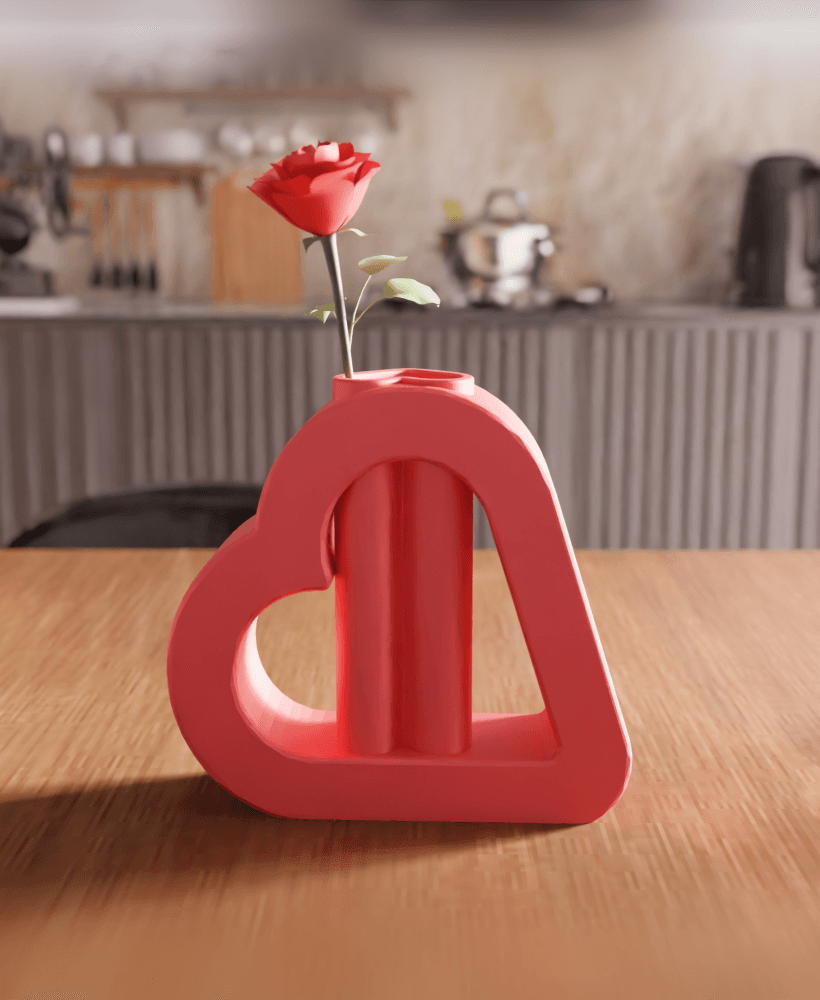 Geometric Hollow Heart Vase 3d model