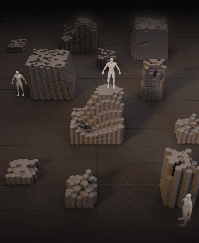Basalt Hex Columns Terrain Set 3d model