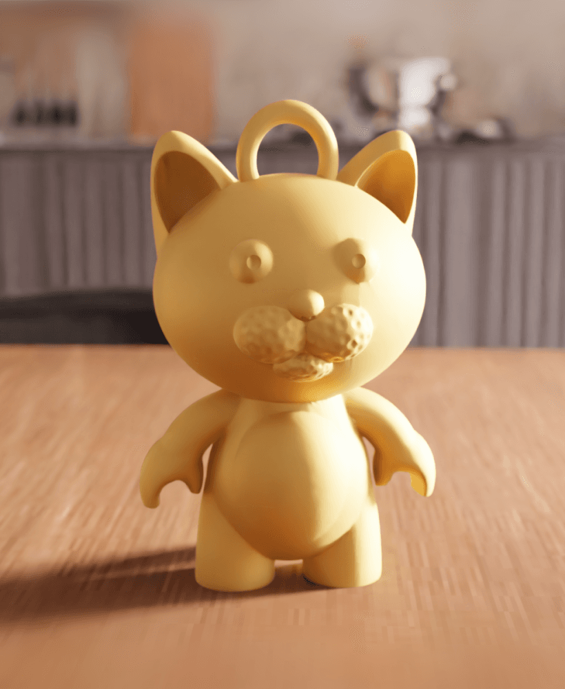 Cat Figurine and Keychain Ornament 3d model