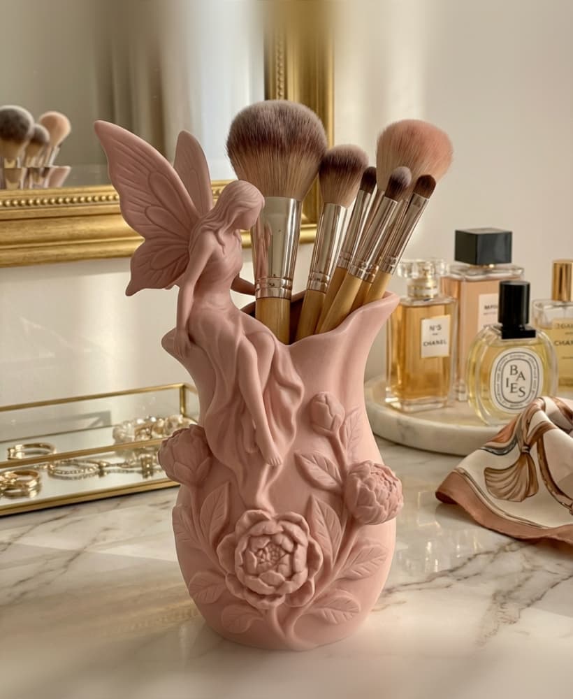 Fairy Goddess Vanity Organizer - Sculptural Floral Trinket Dish & Jewelry Tray 3d model