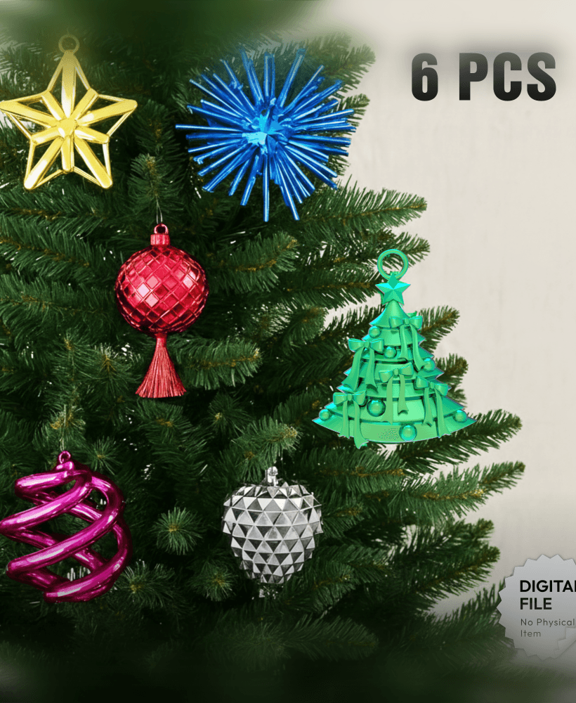 6 pcs. Christmas Ornaments, Mini Bundle Tree Decoration, Christmas Decor Set 3d model