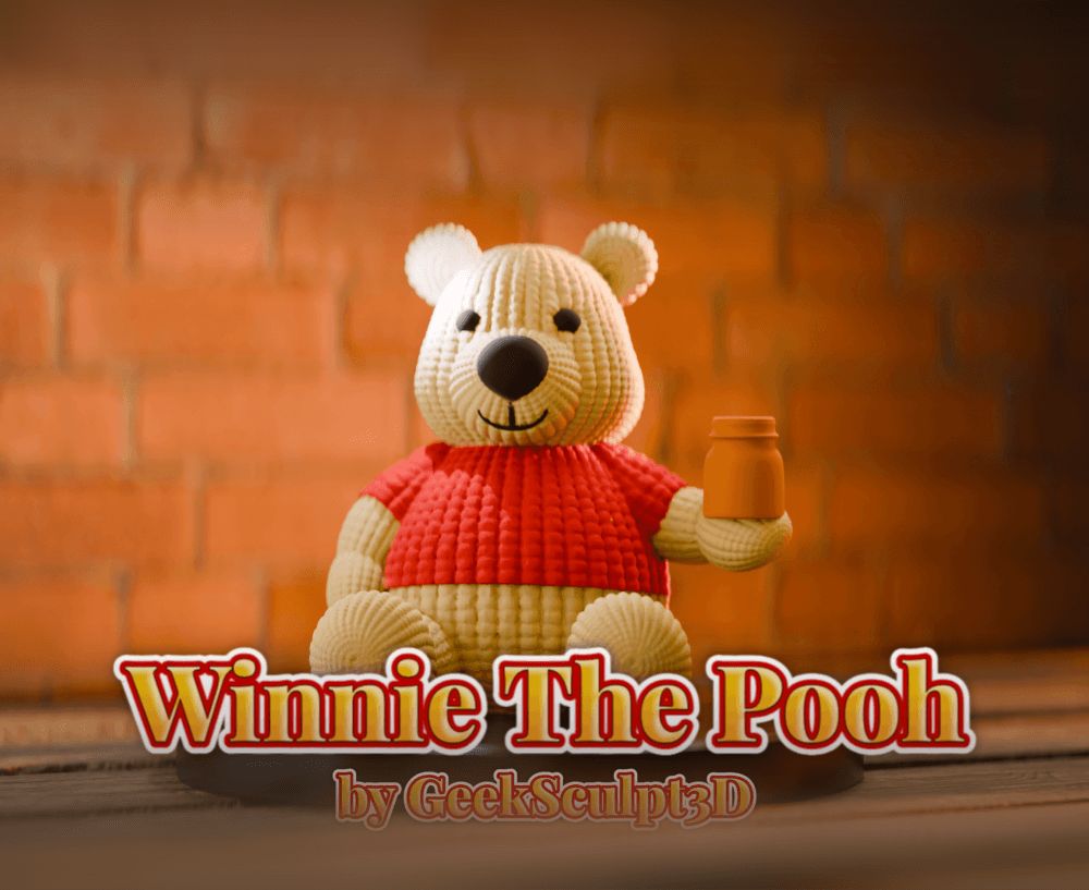 Winnie The Pooh 3D-Printable Figurine with Honey Jar 3d model