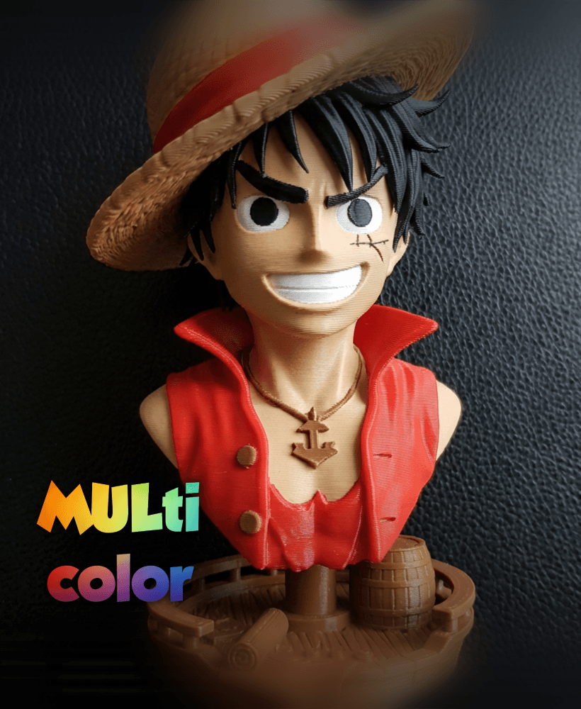 Straw Hat Pirate Bust Multi-Color 3MF | Anime Statue | Bambu Ready 3d model