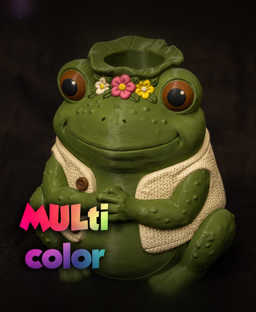 Cottage Frog Planter 3MF | Cottagecore Decor Multi-Color | Functional 3d model