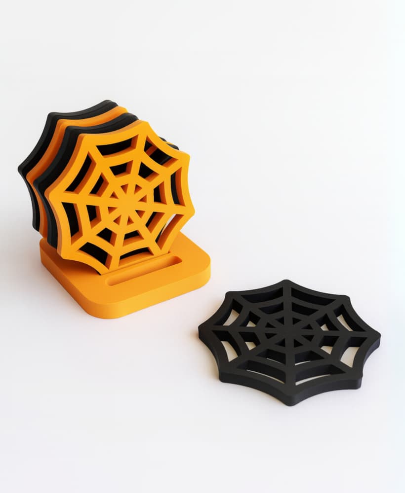 SPIDER WEB COASTER WITH HOLDER (PERFECT FOR HALLOWEEN DECOR) 3d model