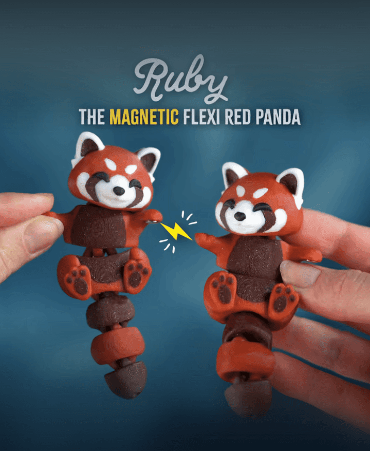 Ruby, the Red Panda - Magnetic Hand-Holding Companion 3d model