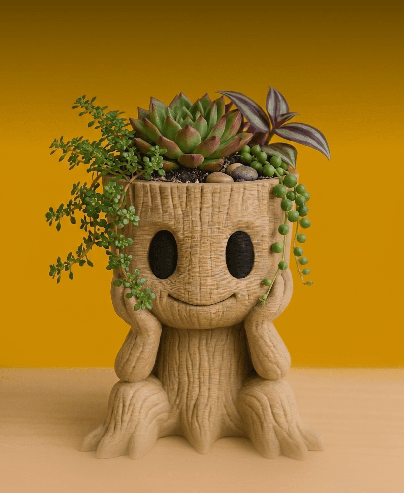 Cute Baby Tree Planter Pot - Cartoon Groot Succulent Vase 3D Print 3d model