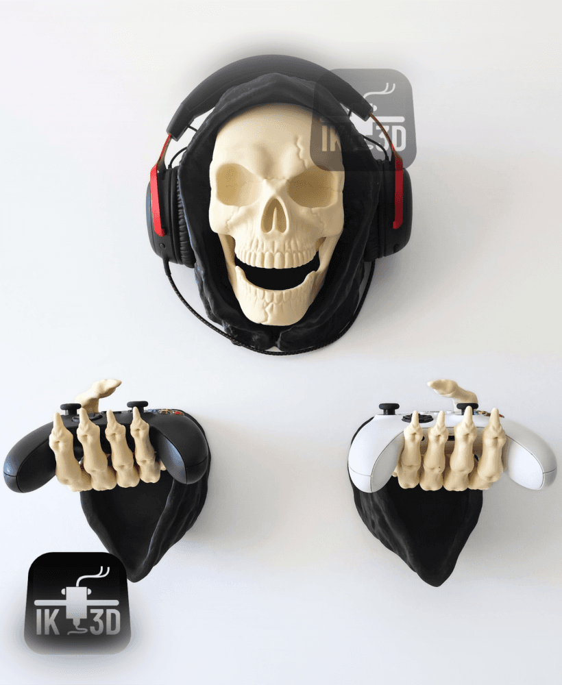 Wall Mounted Grim Reaper / Controllers and Headset Holder 3d model