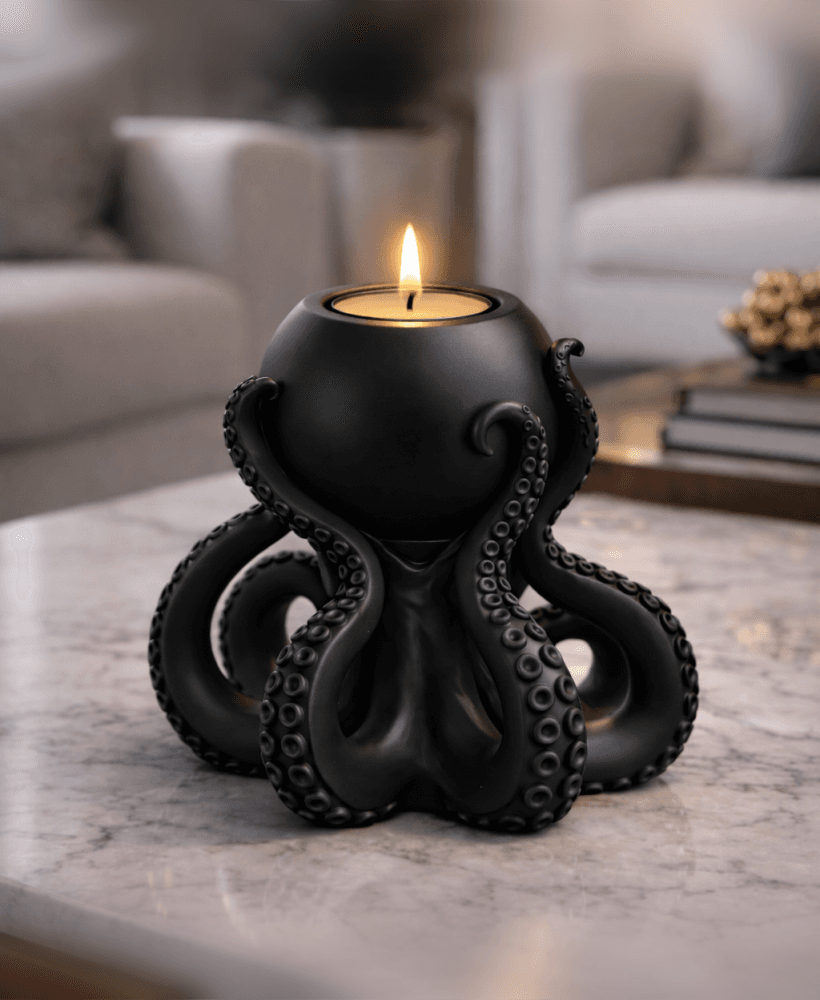 Octopus Tealight Holder STL – Dark Nautical Candle Decor 3d model