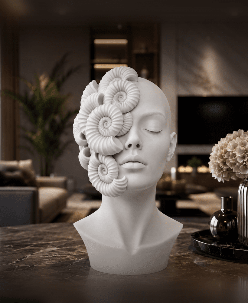 Free Ocean Muse Seashell Bust STL – Nautilus Woman Sculpture 3D Print 3d model