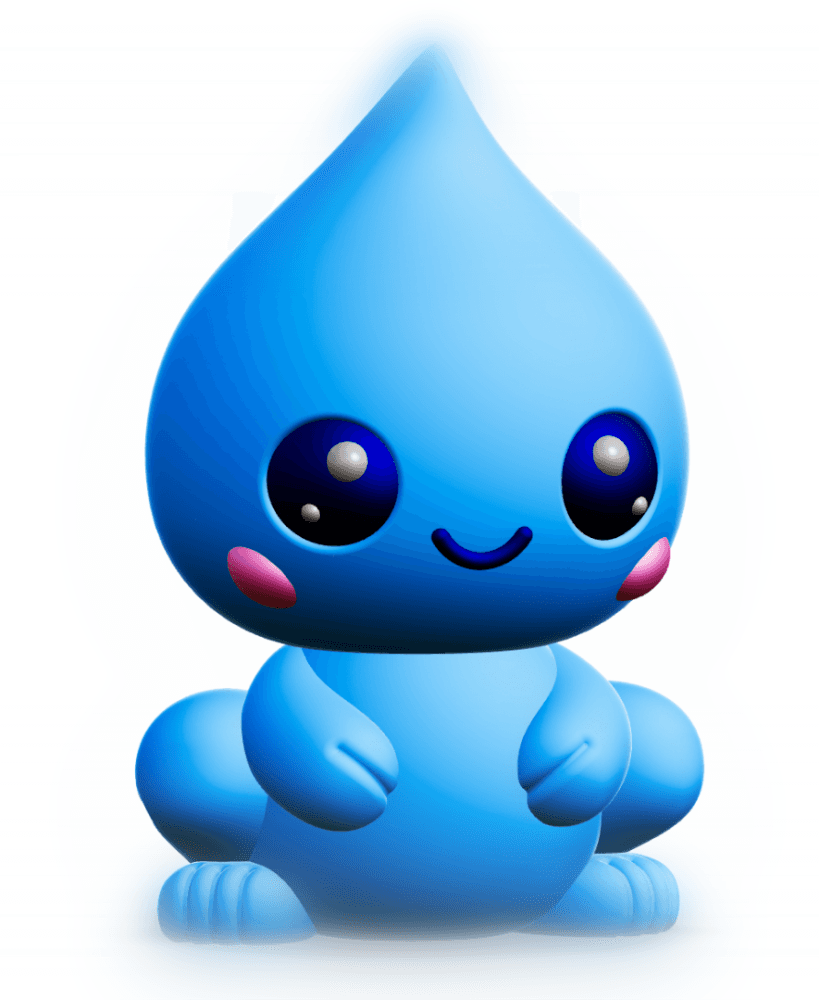 Creature Kin Driplet Figure Cute Waterdrop Frog Art Toy Royalty-Free 3d model