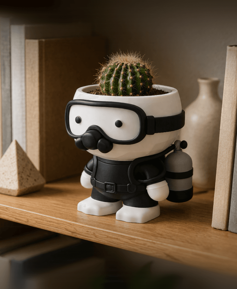 Little Scuba Diver Planter Succulent Pot 3d model