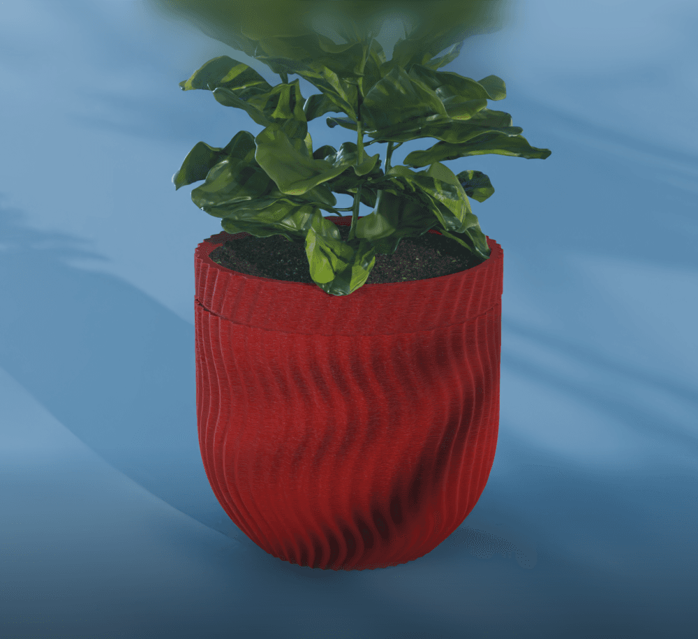 Kaze Planter Pot, Wavy Sine | Small, Medium, Large | Self Watering and Drip Tray 3d model