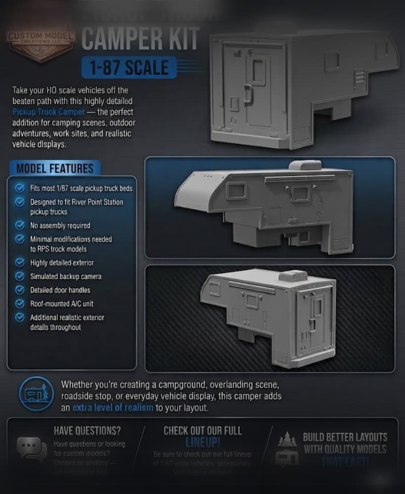 Pickup Truck Camper Kit 1/87 Scale 3d model