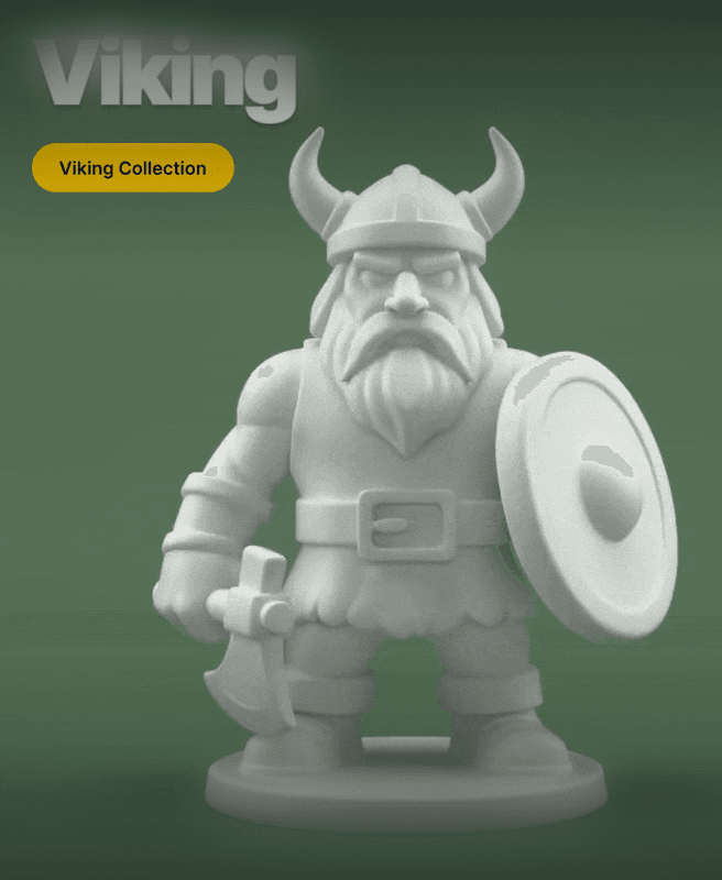 Stylized Viking Warrior – 3D Printable Figurine with Axe and Shield 3d model