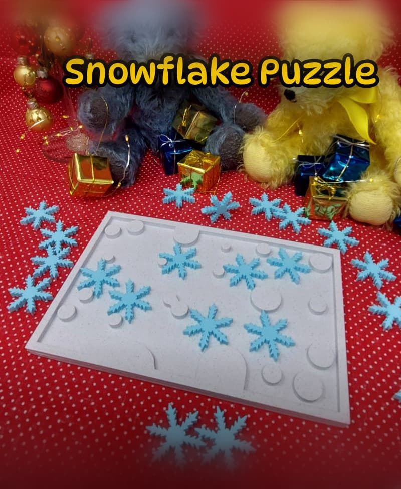 Snowflak Puzzle frame - Fit all the snowflakes in the frame 3d model