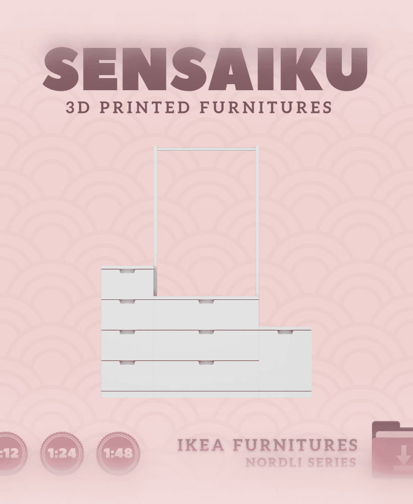 Miniature Replica 17. NORDLI Drawer Combination 03 for Miniature Dollhouse - IKEA (1:12,24,48) - 3D 3d model
