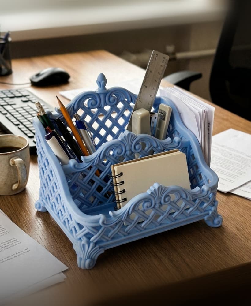 Ornate Vintage Desk Organizer & Stationery Caddy 3d model