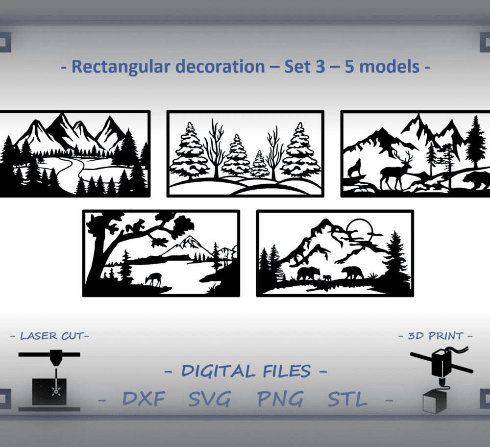 Rectangular decoration – Set 3 – 5 models 3d model