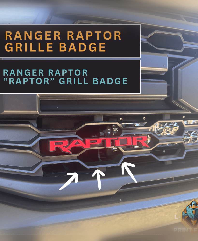 NextGen Ranger Raptor "Raptor" Text Front Grille Badge 3d model