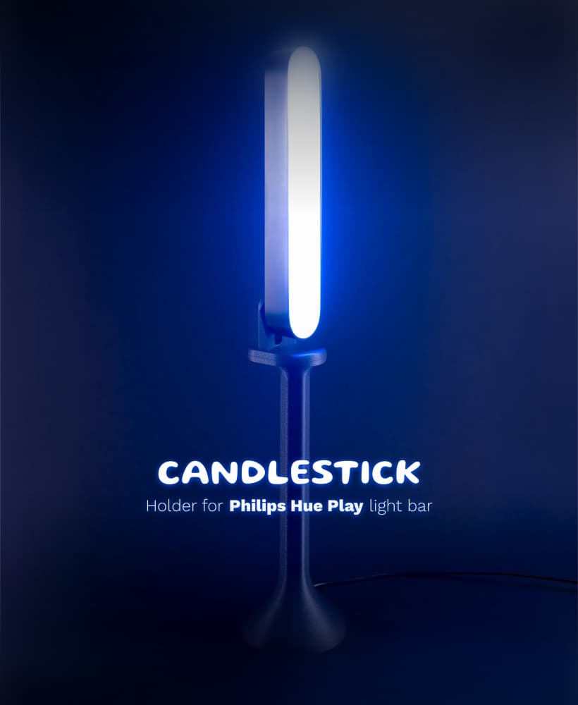 Candlestick holder for Philips Hue Play light bar 3d model