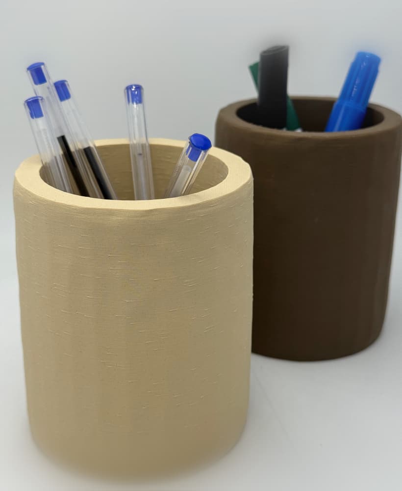Carved Wood-Look Pencil Pot 3d model