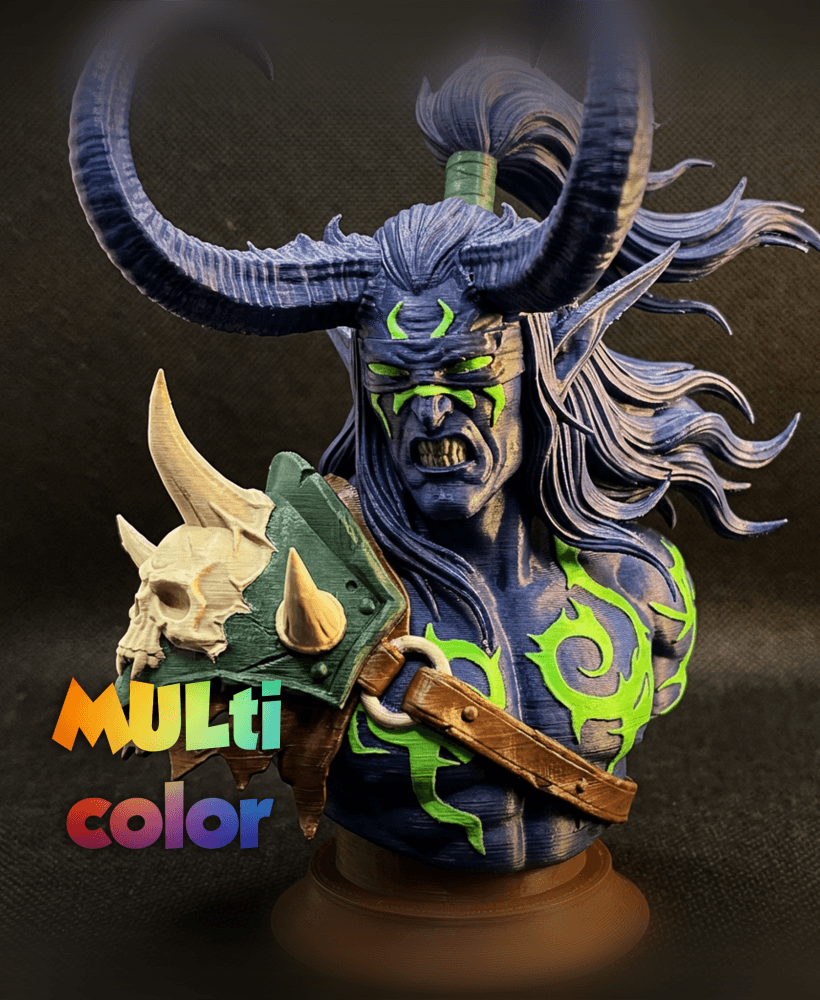 Demon Hunter Bust Multi-Color 3MF | Fantasy Statue | Bambu Ready 3d model