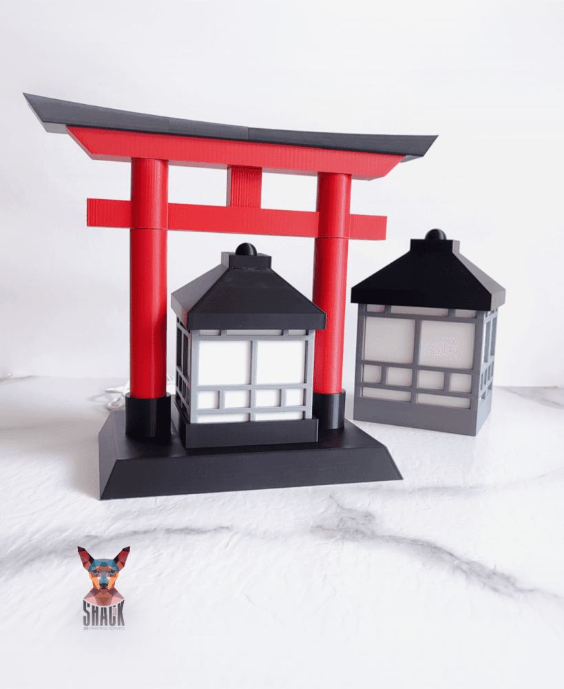 Japanese Temple-Inspired Lamp Set 3d model